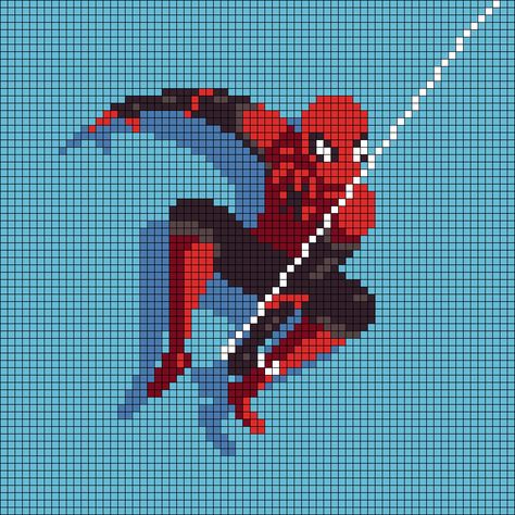 Spiderman Graphgan Crochet Patterns, Miles Morales Alpha Pattern, Pixel Art Pattern Marvel, Pixel Art Pattern Spiderman, Marvel Pixel Art Grid, Deadpool Alpha Pattern, Spider Man Alpha Pattern, Twilight Pixel Art, Spiderman Alpha Pattern