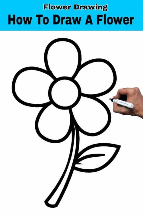 How To Draw A Flower Daisies Drawing Simple, Small Flower Drawing Easy, Colour Flower Drawing, Easy Flower Drawings For Kids, Flower Drawing With Color, How To Draw A Flower, Small Flower Drawing, Draw A Flower Easy, Flower Drawings With Color