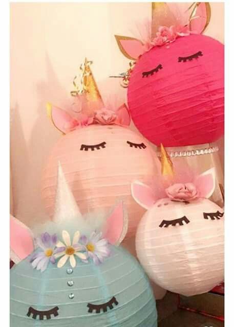 Decorated Lanterns, Unicorn Birthday Party Decorations, Baby Birthday Decorations, Unicorn Bedroom, Unicorn Themed Birthday Party, Diy Unicorn, Unicorn Decorations, Unicorn Baby Shower, Unicorn Theme