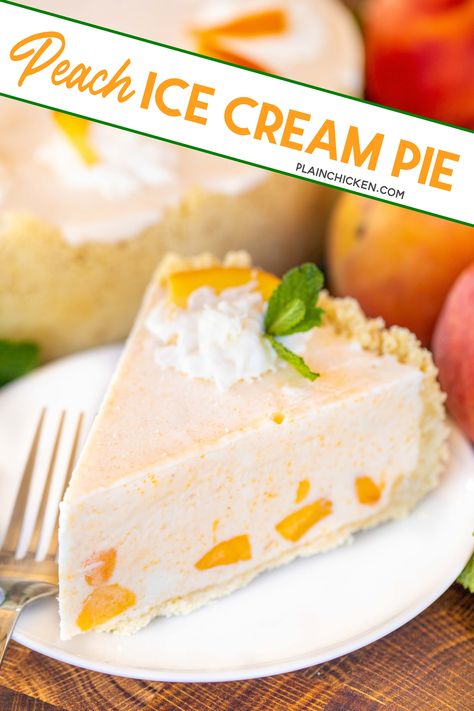 Fresh Peach Ice Cream, Sugar Cream Pie Recipe, Whipped Cream Pie, The Masters Tournament, Homemade Peach Ice Cream, Sugar Cream Pie, Ice Cream Pie, Sugar Cookie Crust, Sour Cream Pound Cake