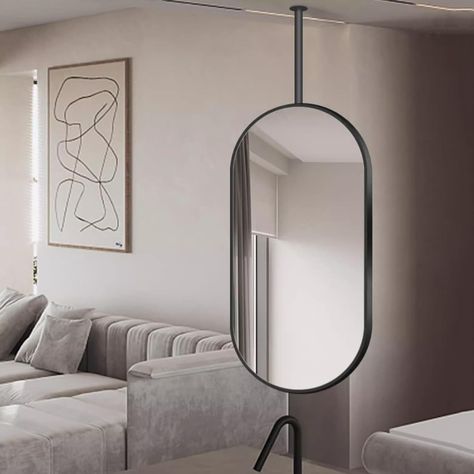 Amazon.com: Ceiling Mounted Mirror Large Oval Decorative Wall Mirror Bathroom Vanity Mirror with Ceiling Hanging Rod, Suspended Mirror with Metal Frame - Black (Size : 40cmx60cm) : Home & Kitchen Suspended Mirror, Wall Mirror Bathroom, Decorative Wall Mirror, Mirror Large, Mirror Bathroom, Ceiling Hanging, Bachelor Pad, Bathroom Vanity Mirror, Wall Mounted Mirror