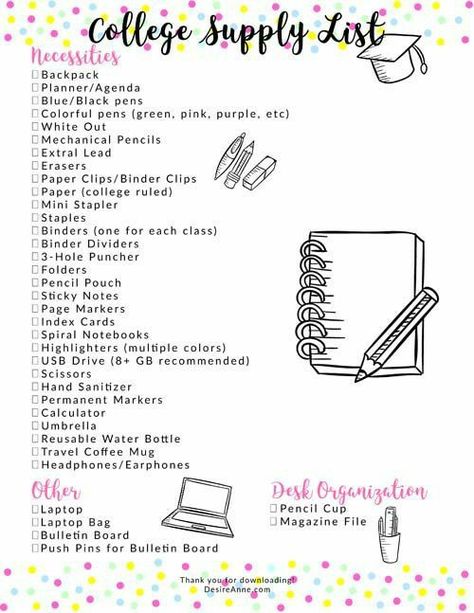 Checklist For College, College Supply List, College School Supplies List, School Diy Ideas, College Dorm Checklist, Back To University, College Checklist, College Supplies, School Checklist