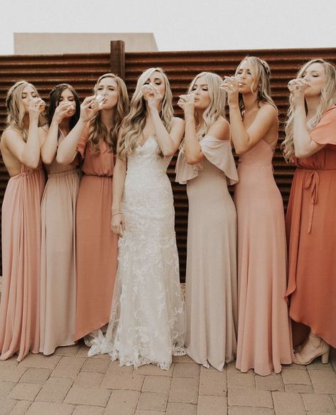 Local Nomad Photography, Dallas wedding photographer, Dallas engagement photographer, texas wedding photographer, boho bridal party, boho bridal party inspiration, boho wedding dress, pink wedding inspo, elopement photographer Bridesmaid Dress Patterns, Bridesmaid Dresses Different Colors, Color Bridesmaid Dresses, Patterned Bridesmaid Dresses, Mumu Wedding, Blush Pink Bridesmaids, Blush Pink Bridesmaid Dresses, Goddess Gown, Blush Wedding Dress