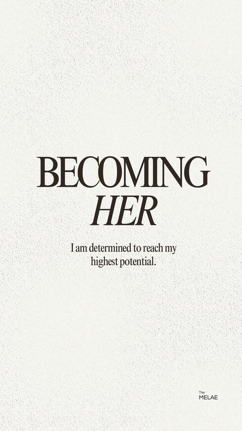 Becoming her. That girl. Reaching my highest potential. #levelup #selfimprovement #affirmations #positivity #growhtmindset #growing #selfdevelopment #minimal #beige #aesthetic #quotes #quoteoftheday #gettingbetter #becomingthatgirl #itgirl #thatgirlaesthetic #mimimalisticquote Becoming Her Quotes, Rebranding Yourself Aesthetic, Becoming Her Aesthetic, Beige Aesthetic Quotes, Minimal Beige Aesthetic, Reinventing Yourself Aesthetic, Easygoing Aesthetic, Yourself Aesthetic, Her Wallpaper