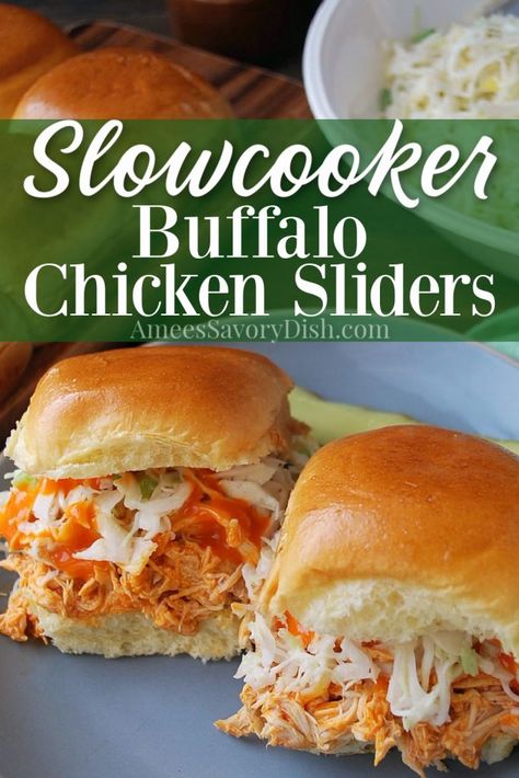 Buffalo Chicken Sliders Crock Pot, Buffalo Chicken Slider, Slow Cooker Buffalo Chicken, Shredded Buffalo Chicken, Crockpot Buffalo Chicken, Buffalo Chicken Sliders, Slider Sandwiches, Buffalo Chicken Sandwiches, Chicken Sliders