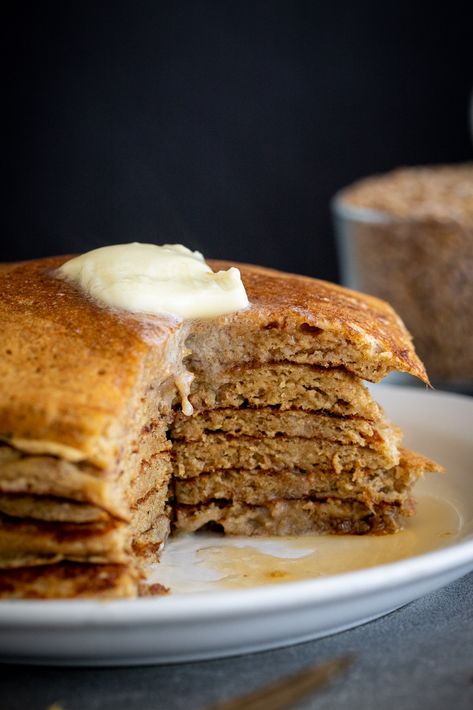 Einkorn Pancake Recipe - A Red Spatula Einkorn Pancakes, Whole Grain Breakfast, Wheat Flour Recipes, Primal Breakfast, Whole Grain Pancakes, Healthy Pancake, Einkorn Recipes, French Toast Waffles, Fluffy Pancake Recipe