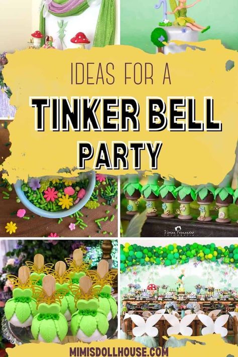 How to throw a Tinker Bell Party Looking for ideas that will help you plan the most adorable Tinker Bell party ever? These fairy themed birthday party ideas are just want you need to have the best Tinker Bell birthday full of amazing and simple to DIY decor and food! Tinkerbell Party Activities, Tinkerbell 3rd Birthday Party, Disney Fairy Birthday Party, Tinkerbell Birthday Party Theme, Tinkerbell Tea Party, Tinkerbell Fairy Party, Tinkerbell Food Ideas, Tinkerbell Party Food, Disney Fairies Birthday Party