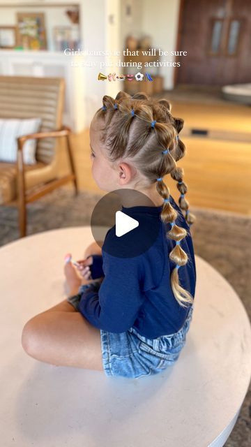 Camilla Thurman on Instagram: "This song is such a throwback! AND this hairstyle is sure to stay for any of the afterschool, summer activities and camps coming up! 📣🩰🏊‍♀️👙⚽️🛝 Comment HAIR and I will send you a DM to shop our favorite colorful elastics and products we use.   #summerhair #bubblebraids #girlshair #girlshairstyles #girlshairstyle #hairideas #cutehair" Girls Summer Hairstyles Kids, Easy Gymnastics Hairstyles For Kids, Pool Hairstyles For Kids, Swimming Hairstyles For Kids, Hairstyles For Camp, Mermaid Hairstyles For Kids, Kids Summer Hairstyles, Summer Hairstyles For Kids, Camping Hairstyles