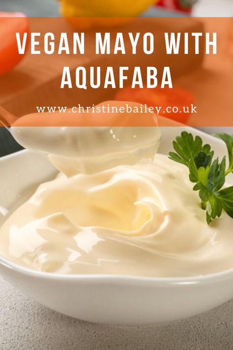 If you need a nut or soy free mayo this is the perfect vegan option and makes a easy to make simple sau Aquafaba is the liquid from a can of chickpeas. I use it a lot in recipes particularly to replace eggs. It is naturally starchy and a great way to emulsify and bind mixtures. You can flavour this with a little garlic, onion, herbs or spices to additional flavour. Vegan Recipes Using Aquafaba, Uses For Aquafaba, Aquafaba Recipes Healthy, Vegan Mayo Aquafaba, Diy Vegan Mayo, Chickpea Mayo Recipe, Chickpea Liquid Recipes, Homemade Vegan Mayo, Vegan Aquafaba Recipes