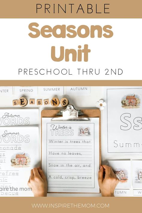 Homeschool Preschool Seasons, Learning About Seasons Kindergarten, Homeschool Themes Weekly 2nd Grade, Grade One Homeschool, Homeschooling Unit Studies, Kindergarten Science Unit Studies, Preschool Study Ideas, Kindergarten Units Of Study, Homeschool Mini Units