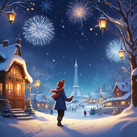 vectors, photos and PSD files | Free download Winter Village, New Year Celebration, Psd Files, Fireworks, Happy New Year, Graphic Resources, Free Download, Celebrities