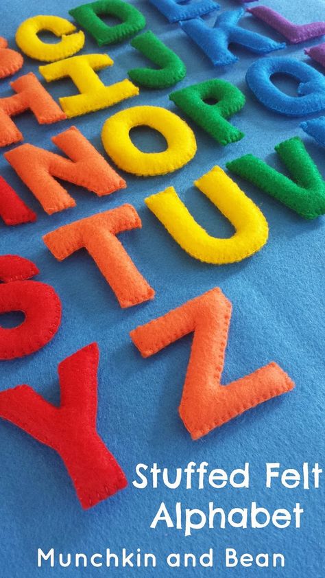 Munchkin and Bean: Stuffed Felt Alphabet Sensory Diy, Felt Alphabet, Letter Garland, Felt Bunting, Letter Ornaments, Felt Letters, Crayon Box, Diy Letters, Felt Garland