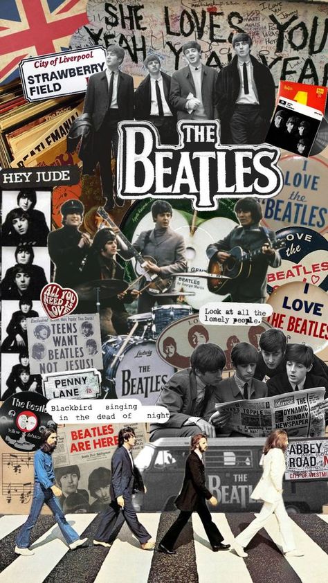 George Martin Beatles, Beatles Apple, Blackbird Singing, George Martin, Vintage Nostalgia, Collage Wallpaper, Hey Jude, She Loves You, Teen Love