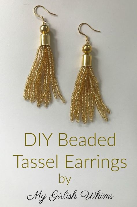 Diy Tassel Earrings, Hoop Earrings Diy, Jewelry Gothic, Black Stud Earrings, Diy Tassel, Beaded Tassel Earrings, Bar Stud Earrings, Beaded Earrings Patterns, Tassel Jewelry