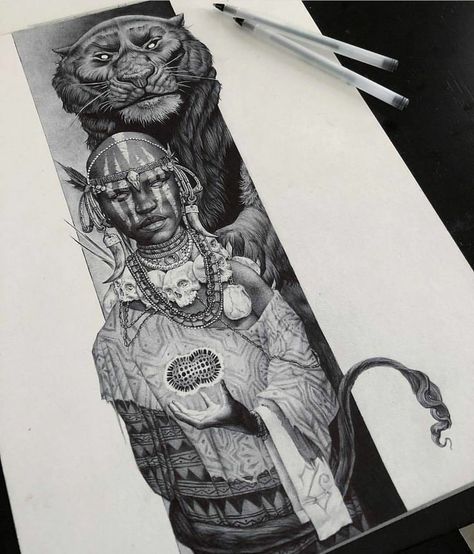 Black Ink Watercolor, African Warrior Tattoos, African Sleeve Tattoo, Warrior Tattoo Sleeve, African Warrior, Africa Tattoos, Egyptian Tattoo Sleeve, African Tattoo, Warrior Drawing