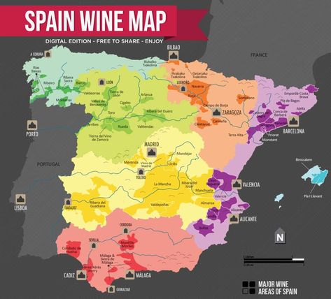 Spain Wine, Wine Region Map, Rioja Wine, Portugal Wine, Map Of Spain, Wine Folly, Wine Map, Wine Tourism, Italy Wine