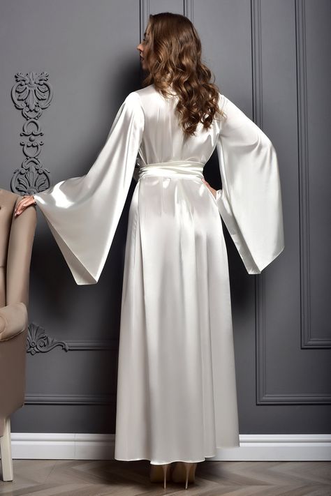 Long Bridal Robe, Bridal Dressing Gown, Lace Bridal Robe, Fashion Cardigan, Bridal Kimono, Wedding Kimono, Long Gown Dress, Bridal Robe, Ivory Bridal