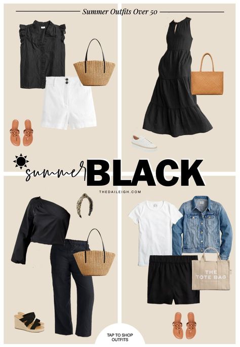 Summer Outfits for Women Over 50 Black Casual Outfit Summer, Over 50 Outfits For Women, Casual Summer Dinner Outfit, Cool Outfits Summer, What To Wear In Summer, Casual Travel Outfit, How To Have Style, Stylish Outfits For Women Over 50, Quoi Porter