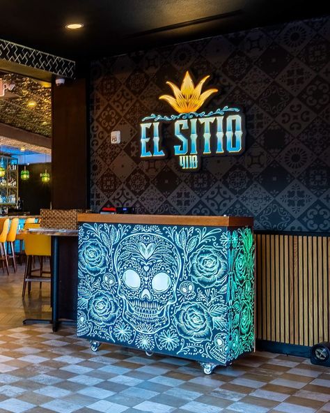 Greetings to the Tequila and Mezcal bar of your dreams 🥃🦄 💭 El Sitio 4110 = The Spot to Be ❌ 📍: @el_sitiotx 🗺️: Odessa, TX ⚡️: @cravedesign.co 📸: @katechristianmedia #dreaming #xmarksthespot #welcome #dayofthedead #restroomdesign #MexicanRestaurant #MexicanVibes #VibrantDesign #Cantina #BoldInteriors #MexicanCocktails #TequilaTime #MargaritaLovers #mezcalmoments #CraftCocktails #AgaveSpirits #BarDesign #interiordesign #restaurantdesign #cafedesign #bardesign #commercialinteriordesigner #c... Mezcal Bar, Mexican Cocktails, Tequila Bar, Restroom Design, Commercial Interior Design, Mexican Restaurant, Craft Cocktails, Cafe Design, The Spot