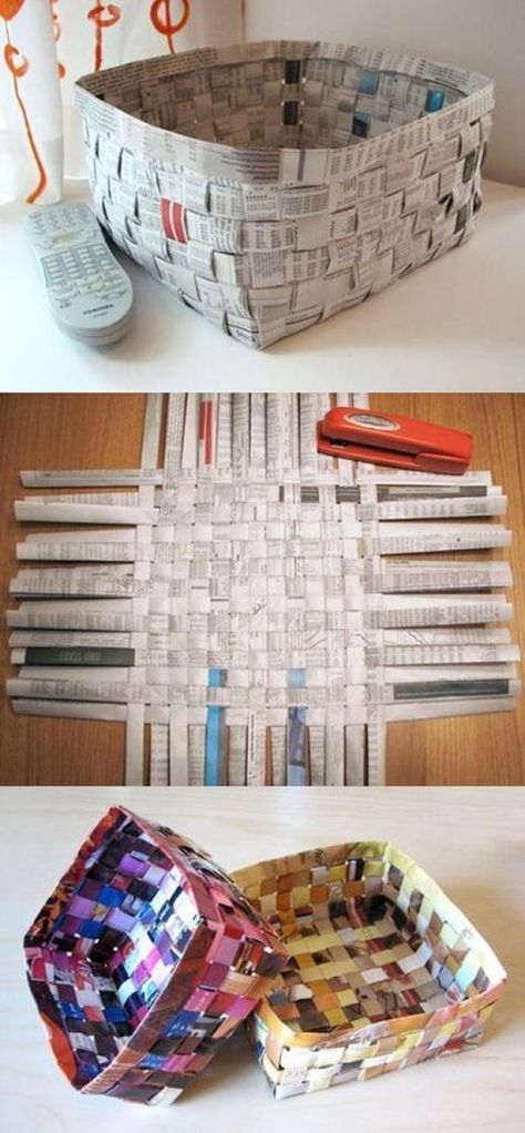 Recycler Diy, Kerajinan Diy, Diy Recycled Projects, Recycled Magazines, Kraf Diy, Newspaper Crafts, Diy Papier, Diy Simple, Recycled Projects