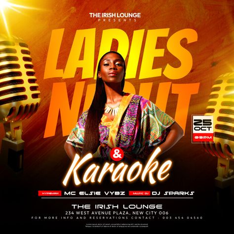 Postermywall Event Flyers, Karaoke Night Poster, Postermywall Templates, Night Club Poster, Club Poster Design, Karaoke Poster, Promotional Poster Design, Flyer Templates Design, Party Flyer Design