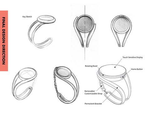 Fossil: Smart Watch on Behance Watch Sketch Design Illustrations, Watch Design Sketch, Hologram Watch, Smart Watch Design, Watch Sketch, Fossil Smart Watch, Jewelry Packaging Design, Watch Drawing, Jewelry Rendering