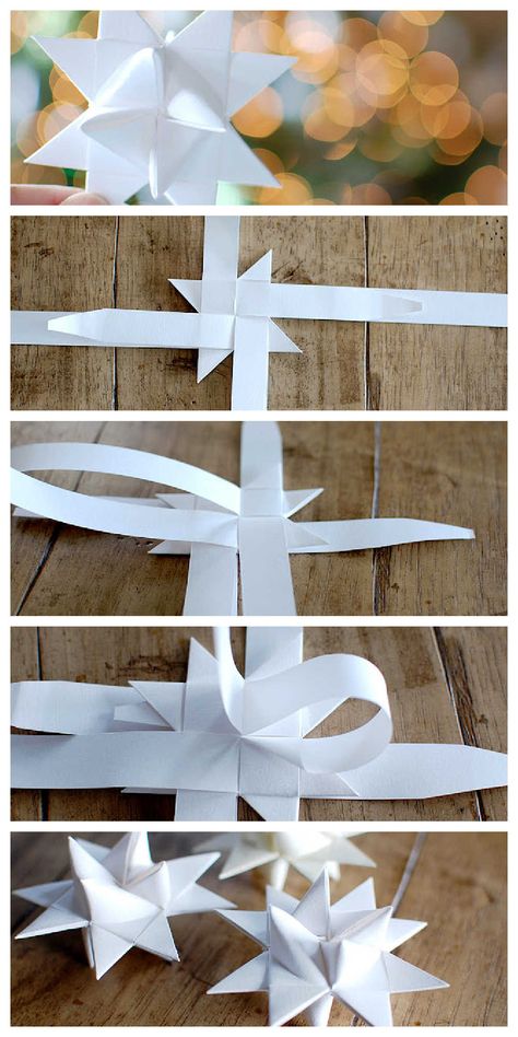 How To Make A Moravian Star, Diy Moravian Star Tree Topper, Paper Star For Christmas Tree, Moravian Star Diy How To Make, Paper Christmas Stars How To Make, Folded Paper Christmas Ornaments, Easy Christmas Origami, Moravian Star Pattern, Christmas Origami Ornaments