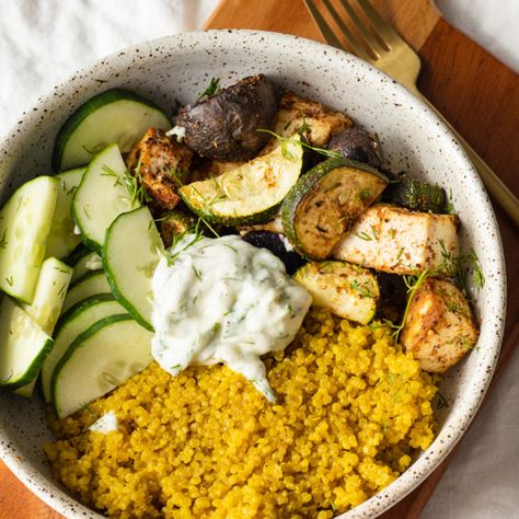 Mediterranean Tofu Bowl, Greek Salad Bowl, Mediterranean Tofu, Tofu Buddha Bowl, Vegan Gyros, Buddha Bowl Vegan, Sticky Tofu, Vegan High Protein, Turmeric Cauliflower