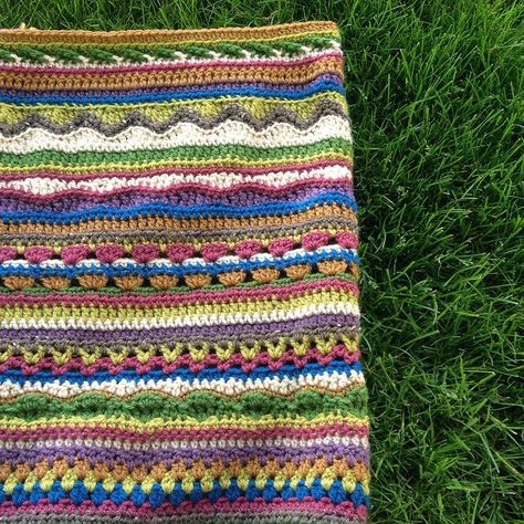 Ravelry: MamaMellie's Mixed Stitch Stripey Blanket Crochet Rows, Crochet Sampler Blanket, Crochet Throws, Crocheted Afghans, Striped Crochet Blanket, Crochet Knit Blanket, The Swap, Crochet Quilt, Striped Blankets