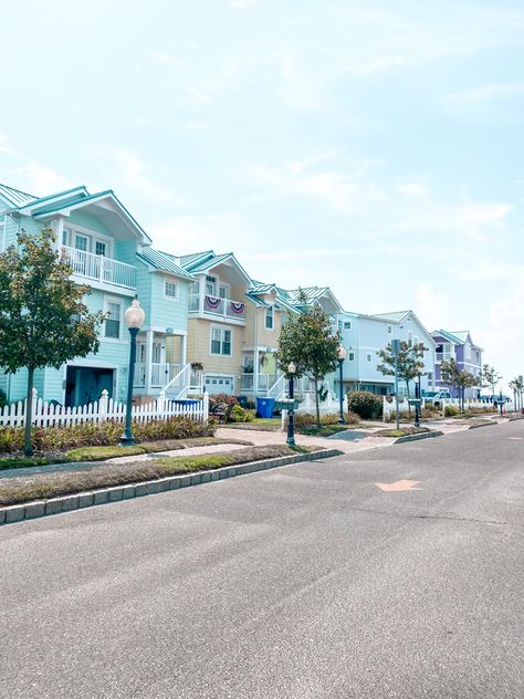 this is some cute rainbow houses in Lbi!! #lbi #vacation #summer #beach #preppy #vsco #ocean #aesthetic Lbi Beach House, Beach Town Houses, Ocean Town Aesthetic, Small Beach Town Aesthetic, Coastal Neighborhood, Beach Town Aesthetic, Beach House Backyard, Colorful Beach House, Long Island House