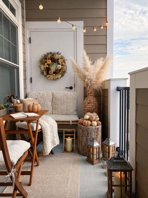 Fall Decorating with Walmart Home - The House of Sequins Fall Balcony Decor Apartment, Fall Balcony Decor, Fall Balcony, Creative Design Furniture, Walmart Home, Home Finds, Apartment Patio Decor, Apartment Patio, Apartment Balcony