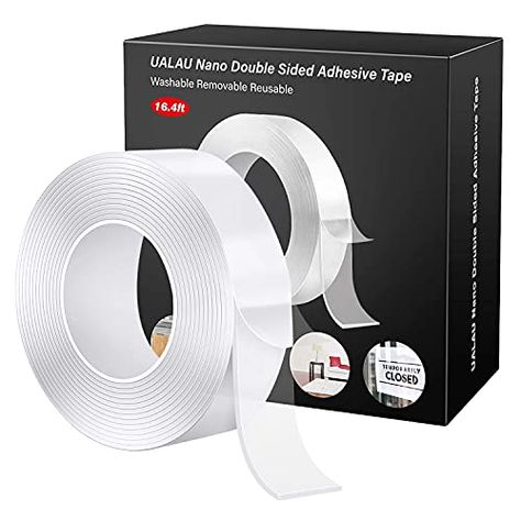 UALAU Washable Double Sided Tape[500cm/16.4FT], Traceless Removable Transparent Nano Tape, Clear Sticky Adhesive Moun... Nautical Rope Mirror, Tape Clear, Rope Mirror, Silicone Tape, Carpet Tape, Nautical Diy, Double Tape, Double Sided Adhesive Tape, Stationery Organization