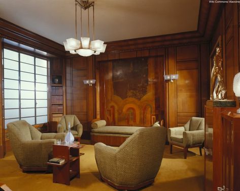 15 Stunning Examples of Art Deco Design Art Deco Study, Interior Art Deco, Arte Art Deco, Art Deco Room, Art Deco Living, Deco Room, Deco Interiors, Deco Living Room, Art Deco Living Room