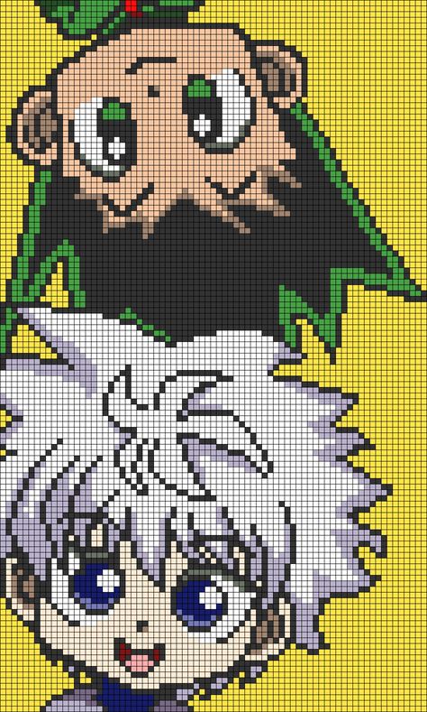 Alpha pattern #116513 | BraceletBook Alpha Patterns Hunter X Hunter, Hunter X Hunter Pixel Art Grid, Hunter Hunter Pixel Art, Anime Grid Art, Hunter X Hunter Cross Stitch, Hunter X Hunter Alpha Pattern, Crochet Grid Patterns Anime, Hxh Pixel Art, Anime Grid Pattern