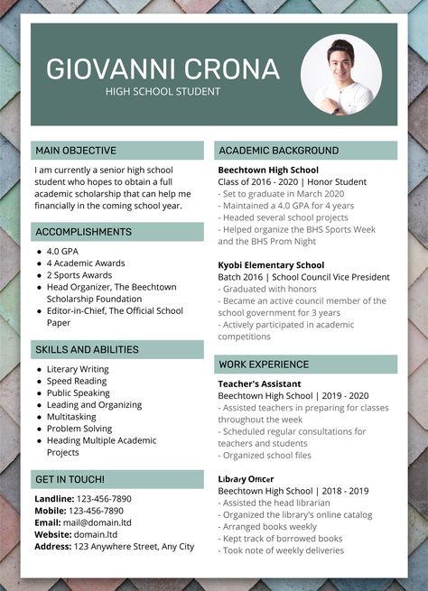 Cv For Students, Cv Template Student, Minimalist Resume Design, Academic Cv, Academic Awards, Online Cv, School Awards, Honor Student, Docs Templates