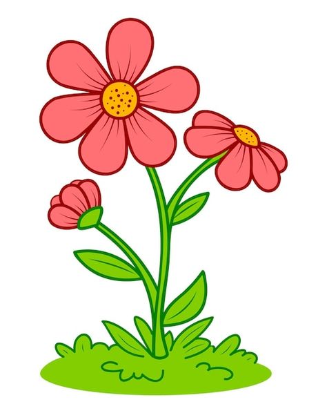 Flower Cartoon Art, Flowers Vector Illustration, Cartoon Flowers Drawing, Flower Clipart Printables, May Clipart, Illustration Fleur, Cute Flower Cartoon, Cute Flower Illustration, Cute Flower Clipart