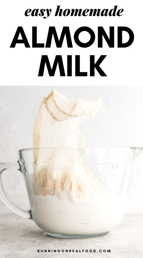 How to Make Almond Milk - Learn how to make creamy plant-based almond milk at home. It's easy and well worth it! Enjoy in oatmeal, smoothies, coffee, with cereal or even just enjoyed on its own for a healthy drink. Almond Milk At Home, Recipes Chili, Pasta Bread, Homemade Nut Milk, Oat Milk Recipe, Make Almond Milk, Almond Milk Recipes, Bread Sandwich, Homemade Almond Milk