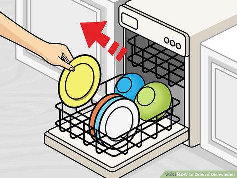 4 Ways to Drain a Dishwasher - wikiHow Dishwasher Illustration, Fun Classroom Games, Classroom Games, Chores For Kids, Sparkling Clean, Cleaning Dishes, House Cleaning Tips, Cartoon Pics, The Machine