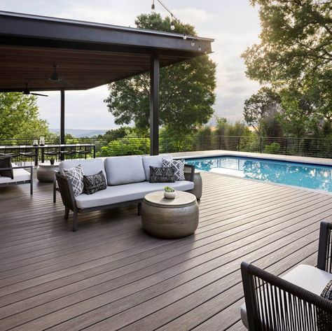 MoistureShield Composite Decking Composite Decking Pool, Pavers Driveway, Deck Upgrade, Decks Around Pools, Composite Wood Deck, Driveway Pavers, Landscape Pavers, Wood Decking, Exterior Home Design