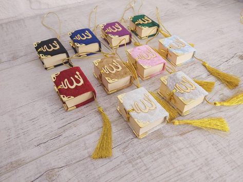 10 colors Mini Quran Favor Velvet Quran Car Hanging Quran | Etsy Mini Quran, Quran Gift, Engagement Favors, Quran Arabic, Unique Party Favors, Mirror Color, Car Hanging, Ramadan Gifts, Bookshelves Diy