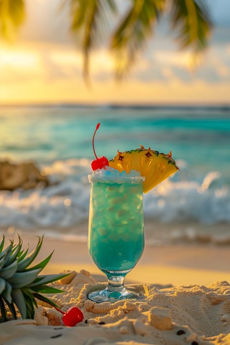 "Refreshing Blue Hawaiian Cocktail Recipe" #cocktails #cocktailflavors Summer Cocktails Beach, Summer Drinks Aesthetic, Cocktail Background, Drink On The Beach, Blue Hawaiian Cocktail, Drinks On The Beach, Cocktail Pictures, Hawaiian Cocktails, Tropical Cocktails