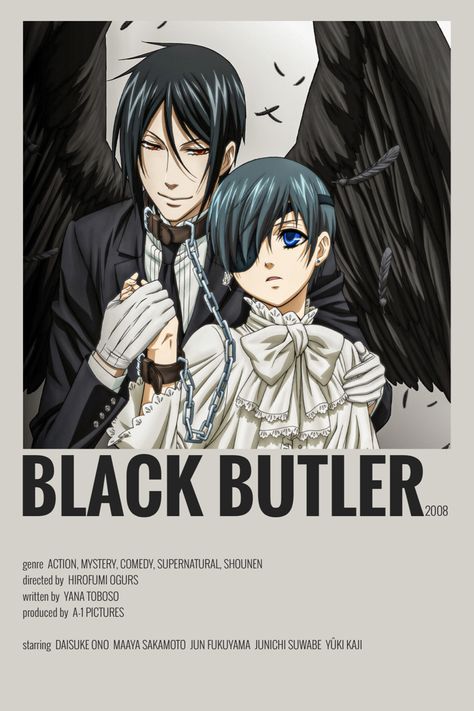 Anime Recommendations Poster, Black Anime Poster, Black Butler Poster, Anime Posters Minimalist, Anime Film Poster, Anime Poster Prints, Anime Title, Lelaki Comel, Black Butler Wallpaper