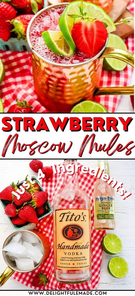 Strawberry Moscow Mule, Moscow Mule Drink Recipes, Apple Cider Moscow Mule, Moscow Mule Drink, Mule Drink, Pink Drink Recipes, Healthy Breakfast Meal Prep, Blueberry Mojito, Ginger Beef