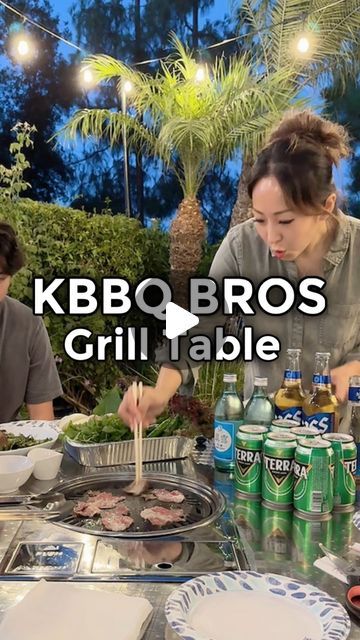 Jamie Kim | Best Food & Experience Blogger on Instagram: "🚨 New Hot Item Alert‼️  📤 Send this to someone who would love this!  This has been our family’s dream to eat Korean Barbecue at home like this 🔥🥩🏡  I love the round table with the grill in the center and the stool… reminds me of Korea. Such a vibe!   It was a perfect way to host my cousins from Canada! They loved it 🥰   I think it’ll be great a gift for dad or husband and anyone who wants to experience Korean style K-BBQ at home.   Just get meats, veggies and banchans from Korean market! Perfect for friends and family gatherings 🍻   👉 What I got: 🔘KBBQ Bros Grill Table Set $399 includes  1. Foldable Table  2. BBQ grill 3. Tong 4. Chopsticks x 2 5. Scissors  6. Grill changers + bottle opener 7. Butane gas 8. Table cover 9. K Korean Bbq Party At Home, Korean Bbq Camping, Korean Bbq Table Diy, Barbecue Table Ideas, Korean Bbq Grill Table, Korean Barbeque At Home, Korean Buffet, Korean Bbq At Home, Korean Barbeque