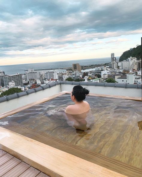 Yuka Doyama’s Instagram photo: “Public open-air bath with a beautiful view! We were super lucky to enjoy it without anyone else there. #熱海 #atami #japan #東京 #日本 #onsen…” Atami Japan, Onsen Japan, Atami, Beautiful View, Open Air, Great View, Enjoy It, Beautiful Views, Bath