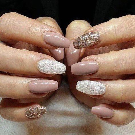 Classy and easy,brown and nude #nail #nailart #glitter #womentriangle Cute Easy Nail Designs, Nails 2016, Gel Pedicure, Cute Simple Nails, Gel Nail Design, Winged Liner, Winter Nail, Nagel Inspo, Beautiful Nail Designs