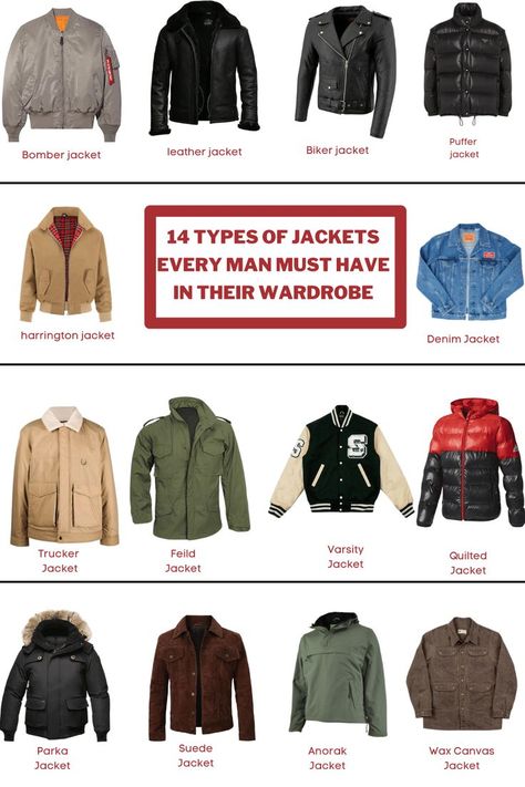 List of different types of jacket for men to wear in Winter and Fall season. Dashing, Fashionable and Good Looking Designs For Men of every age and all body types. Biker Outfit Men, Harrington Jacket Men, Mens Jackets Fall, Best Winter Jackets, Winter Jacket Outfits, Leather Jacket Outfit Men, Hoodie Outfit Men, Men Winter Jacket, Mens Winter Fashion Outfits