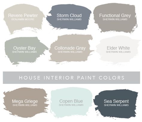 Make sure you follow me on Instagram and Pinterest for a sneak peek into my recent projects! Over the past few months we’ve slowly been painting the rooms in our house. So yes, it’s time!  A post that finally contains ALL of the paint colors throughout my home.   This post has been a long time coming since one of … Sherwin Williams Revere Pewter, Oyster Bay Sherwin Williams, Best Bedroom Paint Colors, Dining Room Paint Colors, Paint Your House, Farmhouse Paint Colors, Revere Pewter, Farmhouse Paint, Dining Room Colors