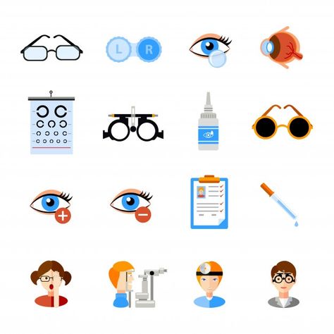 Conjunto de iconos de oftalmología vecto... | Free Vector #Freepik #freevector #negocios #ordenador #telefono #medico Eye Facts, Free Icon Set, Eye Logo, Eye Chart, Free Clip Art, Merchandise Design, Displaying Collections, Eye Care, Graphic Design Templates