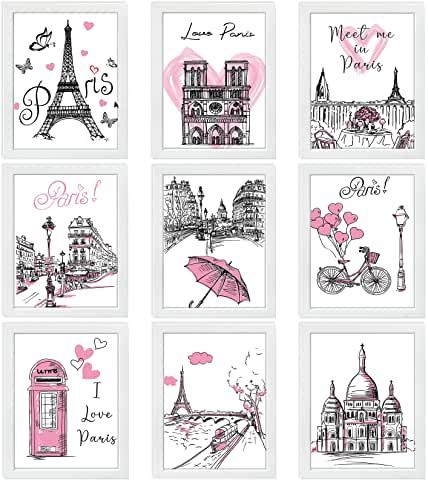 Paris Theme Bathroom, Room Decor Romantic, Paris Bathroom Decor, Paris Theme Room, Eiffel Tower Romantic, Paris Theme Decor, Parisian Wall Art, Pink Eiffel Tower, Paris Room Decor